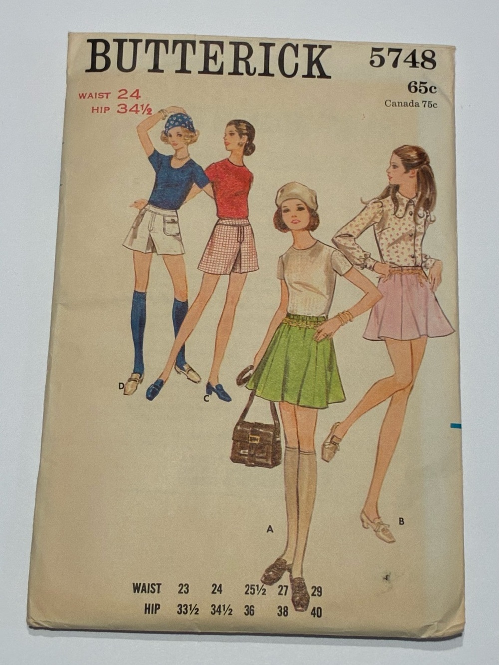 Vintage Butterick 5748 Uncut Factory Fold Mini Skirt & Pantskirt Sewing Pattern - Picture 7 of 11
